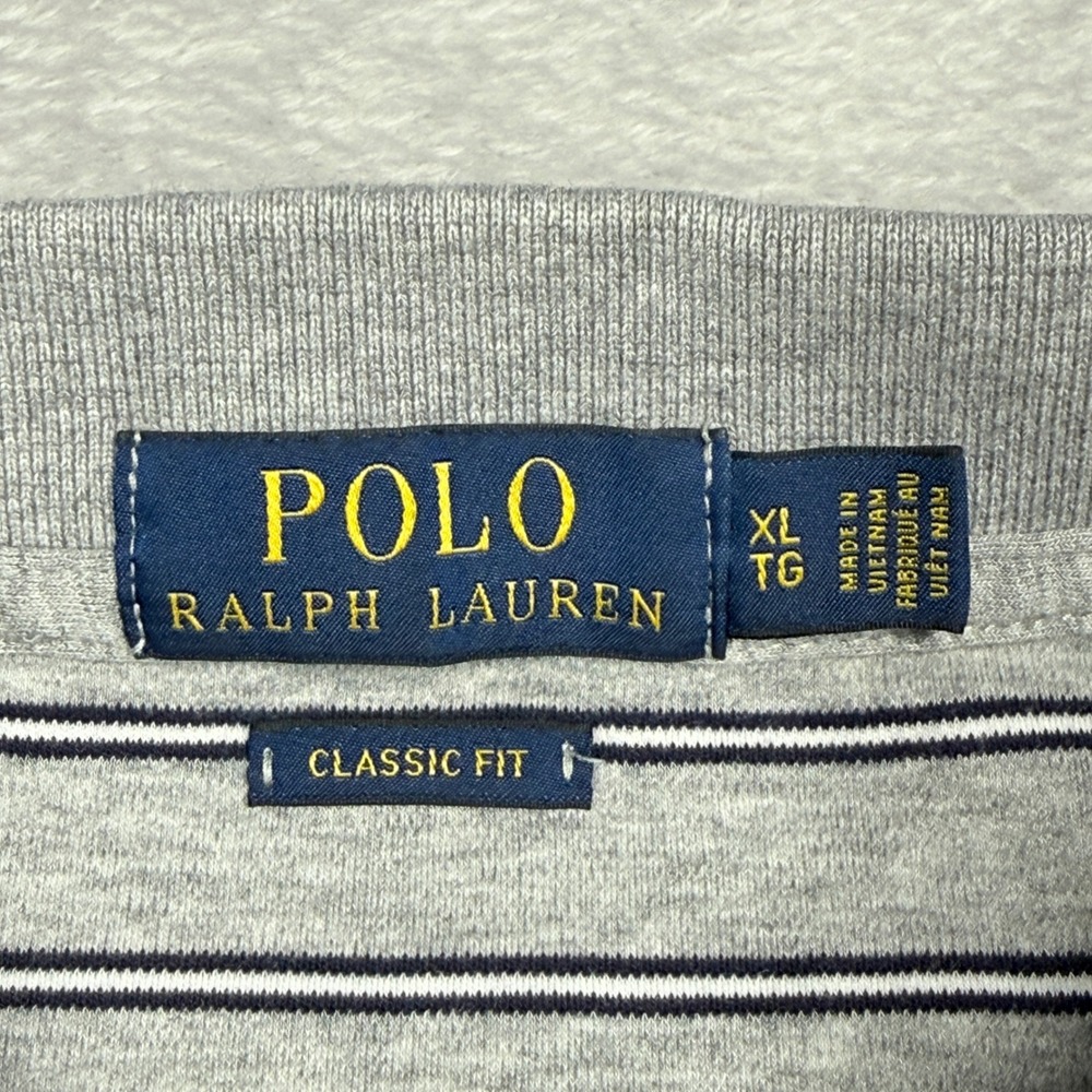 Polo Ralph Lauren Classic Fit Striped Polo Shirt Mens XL Gray Navy White - Picture 2 of 10